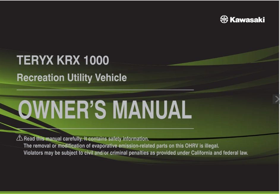Kawasaki KRX 1000 Owner's Manual -Link ONLY